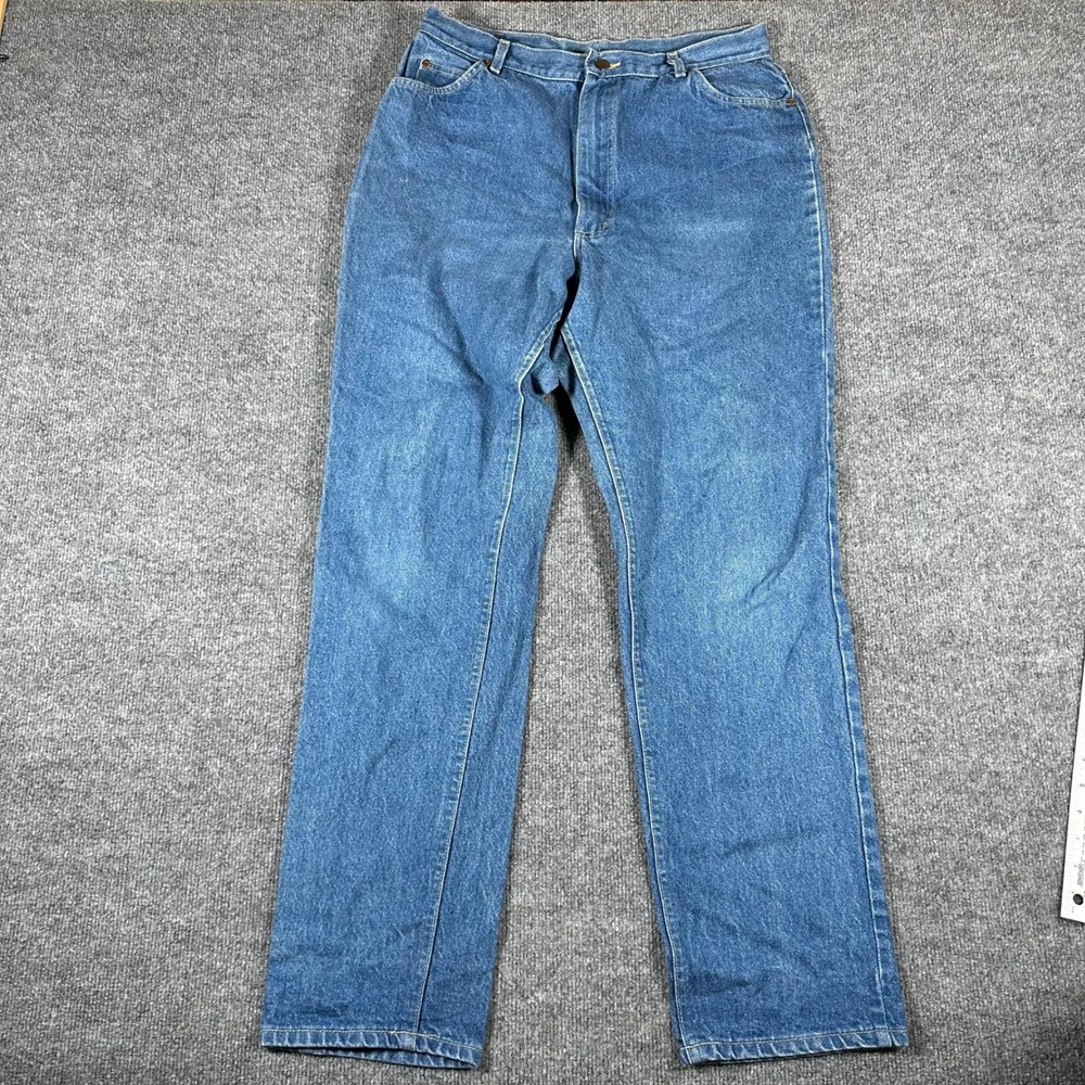 Lee Jeans Womens Size 20-Long Blue High Waisted Straight Leg Denim Made in USA